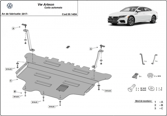 Piastra paramotore di acciaio VW Arteon - cambio automatico