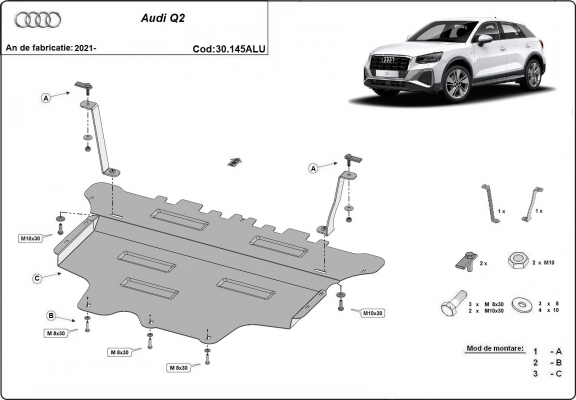 Piastra paramotore di alluminio Audi Q2