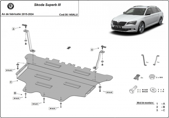Piastra paramotore di alluminio Skoda Superb III