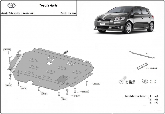 Piastra paramotore di acciaio Toyota Auris
