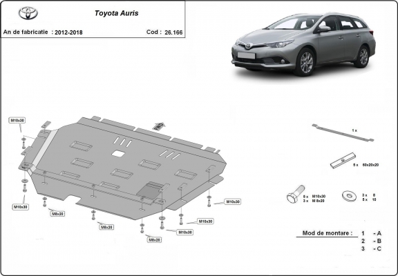 Piastra paramotore di acciaio Toyota Auris
