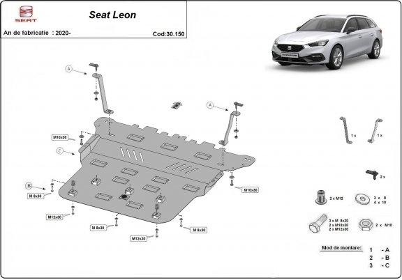 Piastra paramotore di acciaio Seat Leon Mk4