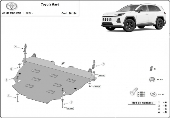 Piastra paramotore di acciaio Toyota Rav4