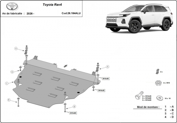 Piastra paramotore di alluminio Toyota RAV4