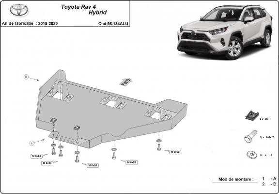 Protezione di alluminio per il differenziale  Toyota Rav4