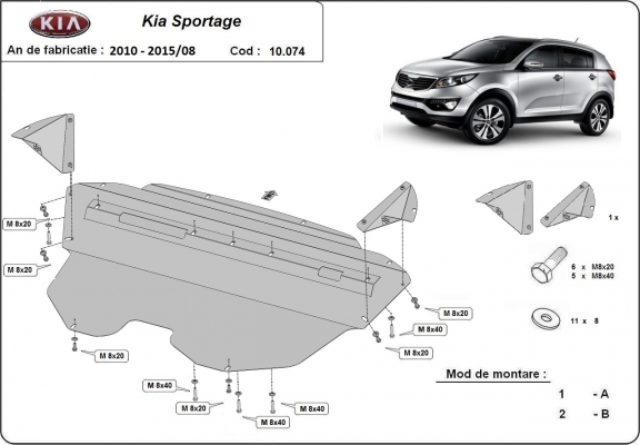 Piastra paramotore di acciaio Kia Sportage