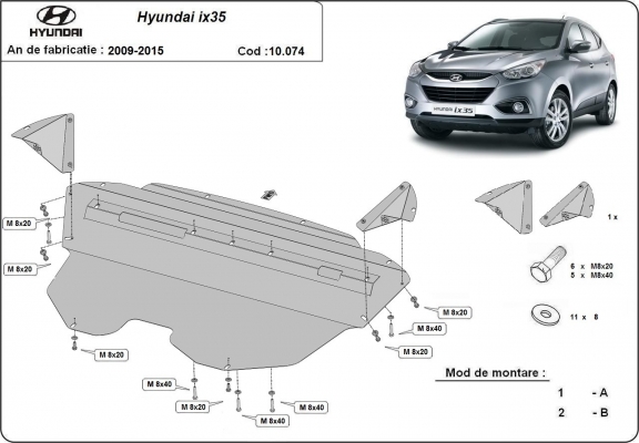 Piastra paramotore di acciaio Hyundai IX35