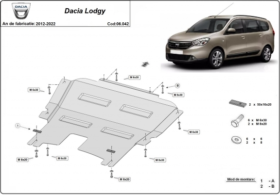Piastra paramotore di acciaio Dacia Lodgy