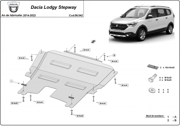 Piastra paramotore di acciaio Dacia Lodgy Stepway