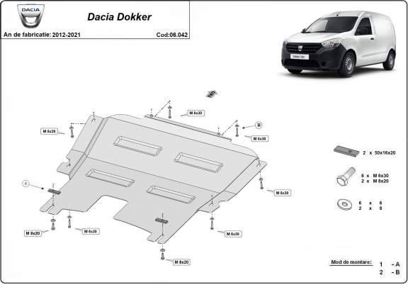 Piastra paramotore di acciaio Dacia Dokker
