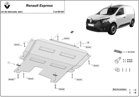 Piastra paramotore di acciaio Renault Express