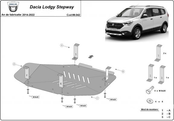 Protezione di acciaio per il serbatoio Dacia Lodgy Stepway