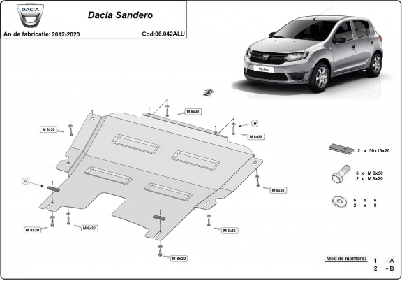 Piastra paramotore di alluminio DACIA  SANDERO 2