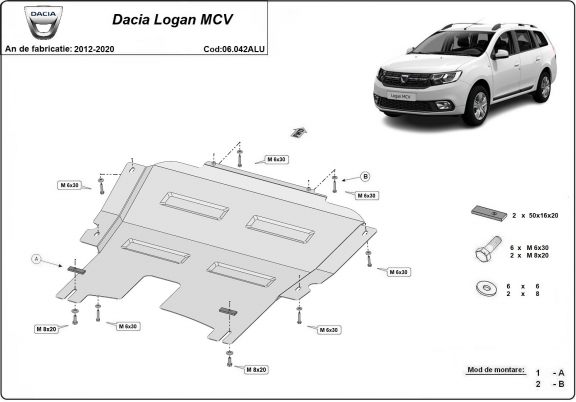 Piastra paramotore di alluminio DACIA LOGAN MCV