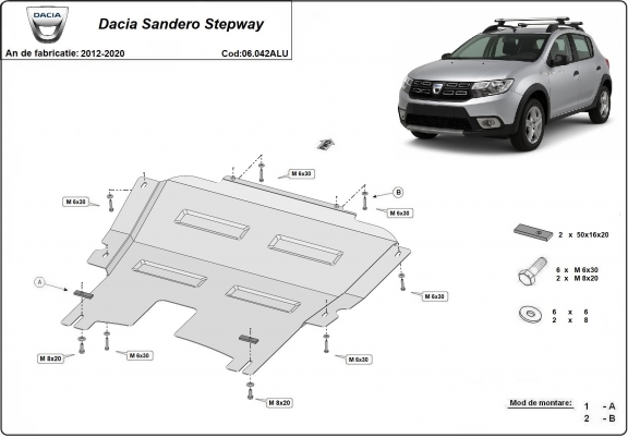 Piastra paramotore di alluminio Dacia SanderoStepway