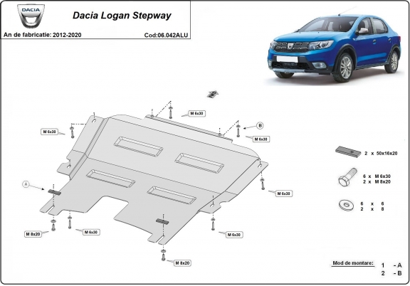 Piastra paramotore di alluminio Dacia Logan Stepway