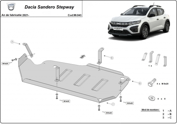 Protezione di acciaio per il serbatoio Dacia Sandero Stepway