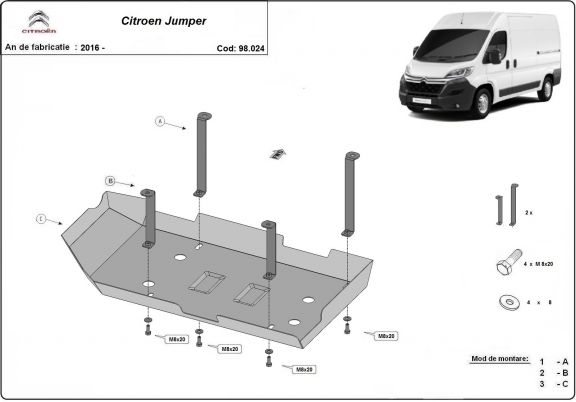 Protezione di acciaio per il AdBlue Citroen Jumper