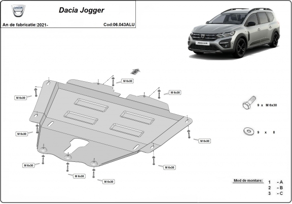 Piastra paramotore di alluminio Dacia Jogger