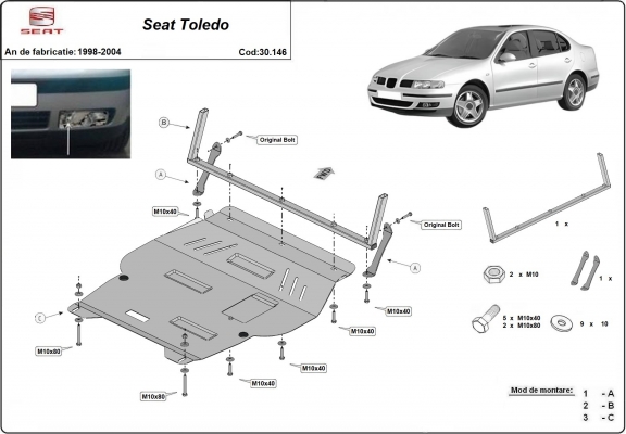 Piastra paramotore di acciaio Seat Toledo 2