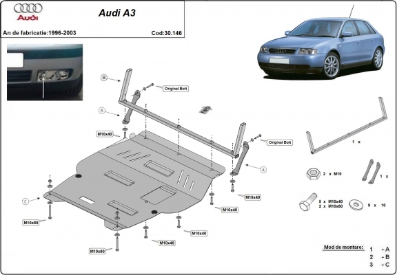Piastra paramotore di acciaio Audi A3