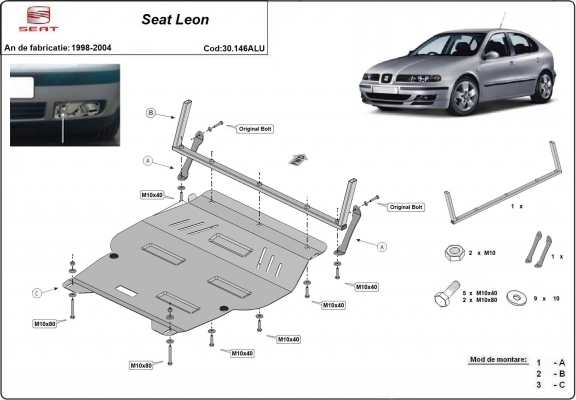 Piastra paramotore di alluminio Seat Leon