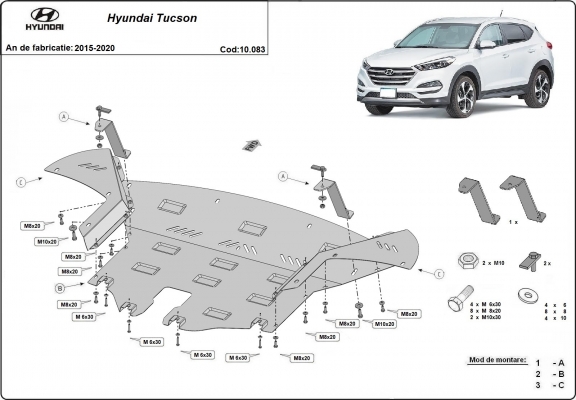 Piastra paramotore di acciaio Hyundai Tucson