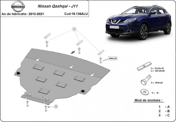 Piastra paramotore di Alluminio Nissan Qashqai J11