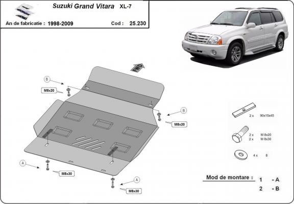 Piastra paramotore di acciaio Suzuki Grand Vitara XL-7
