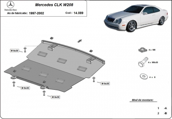 Piastra paramotore di acciaio Mercedes CLK W208