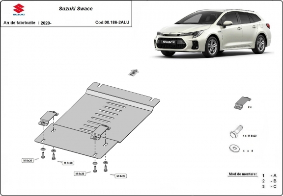 Protezione / blocco catalizzatore in alluminio per Suzuki Swace