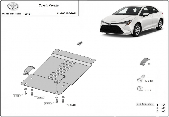 Protezione / blocco catalizzatore in alluminio per Toyota Corolla