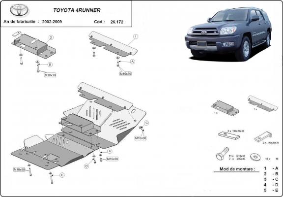 Piastra paramotore di acciaio Toyota 4Runner