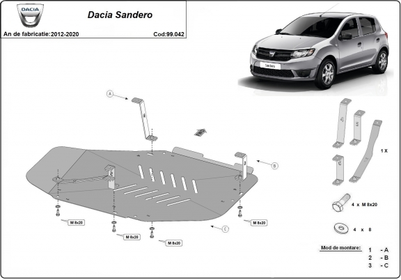 Protezione di acciaio per il serbatoio Dacia Sandero