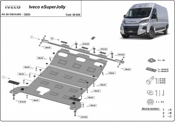Piastra paramotore di acciaio Iveco eSuperJolly