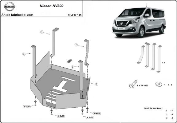 Piastra catalizzatore/cat lock di acciaio Nissan NV300
