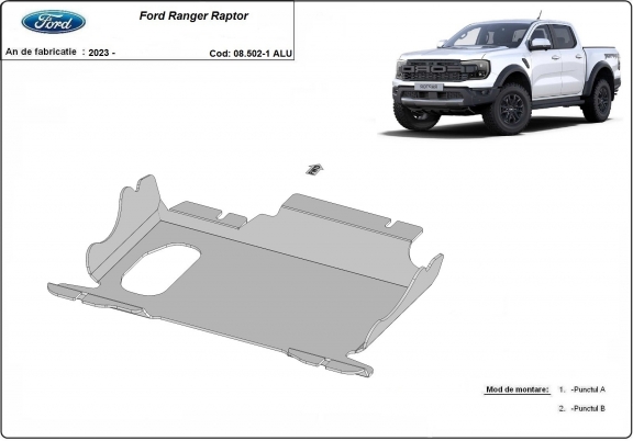 Piastra paramotore di alluminio Ford Ranger Raptor