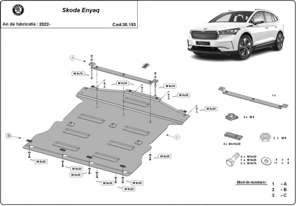 Piastra paramotore di acciaio Skoda Enyaq