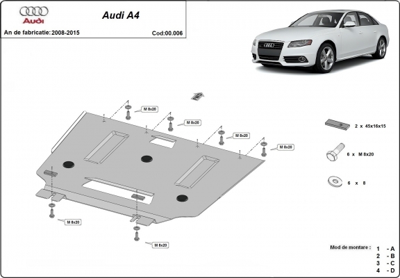 Protezione di acciaio per il cambio Audi A4 4 B8