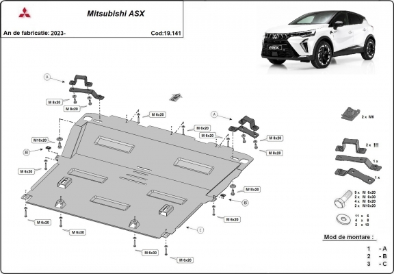 Piastra paramotore di acciaio Mitsubishi ASX