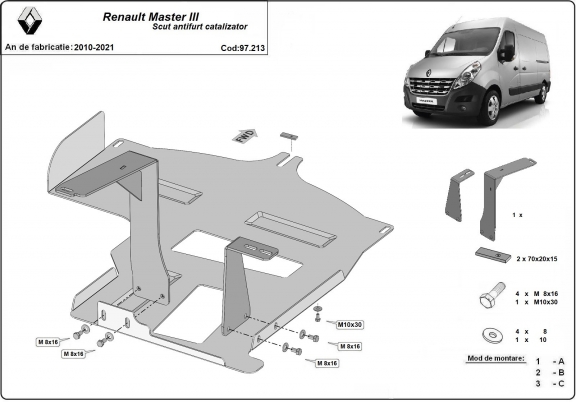 Piastra catalizzatore/cat lock di acciaio Renault Master