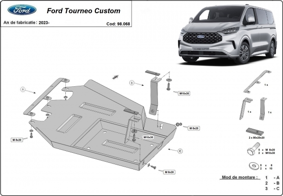 Protezione di acciaio per il AdBlue Ford Tourneo Custom