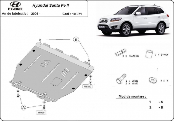Piastra paramotore di acciaio Hyundai Santa Fe