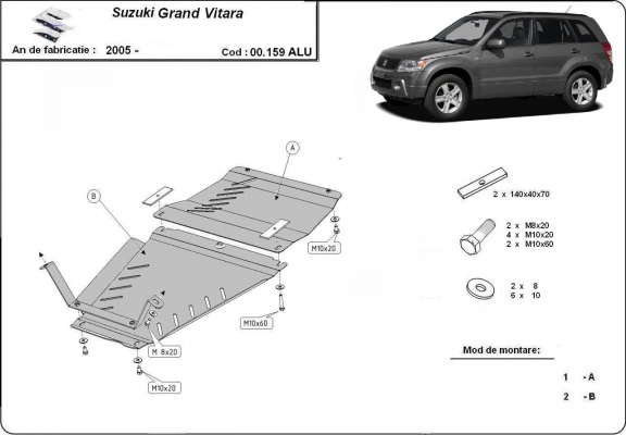Piastra paramotore di acciaio Suzuki Grand Vitara - pacchetto promozionale alluminio