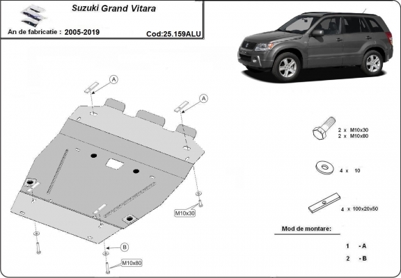 Piastra paramotore di acciaio Suzuki Grand Vitara - pacchetto promozionale alluminio