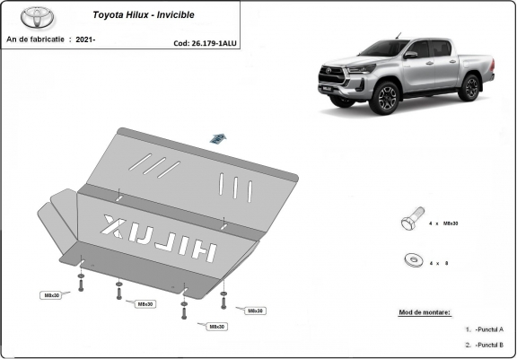 Protezione di alluminio per il radiatore Toyota Hilux Invincible