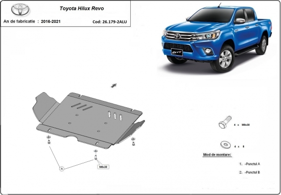 Piastra paramotore di alluminio Toyota Hilux Revo
