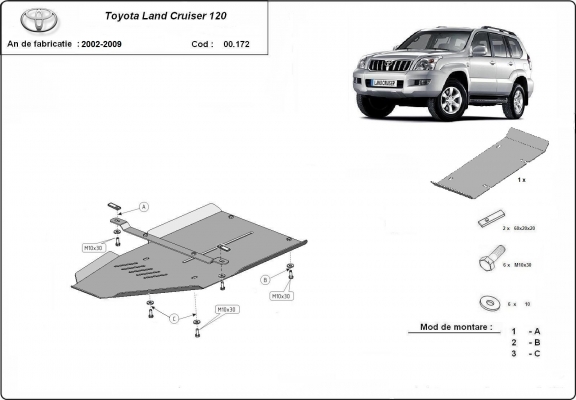 Protezione di acciaio per il cambio Toyota Land Cruiser J120