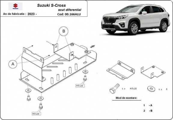 Piastra paramotore di acciaio Suzuki S-Cross - pacchetto promozionale alluminio