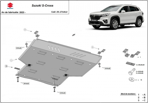 Piastra paramotore di acciaio Suzuki S-Cross - pacchetto promozionale alluminio